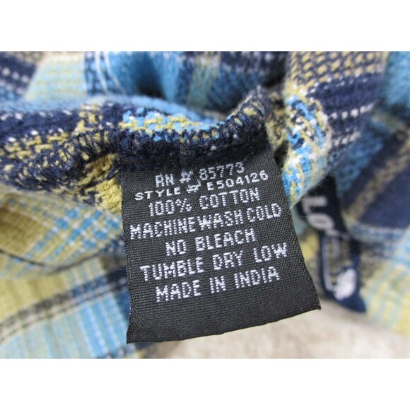 Lost Enterprises Shirt Mens Large Brown Blue Plaid Cotton Casual Button Up - Picture 7 of 14